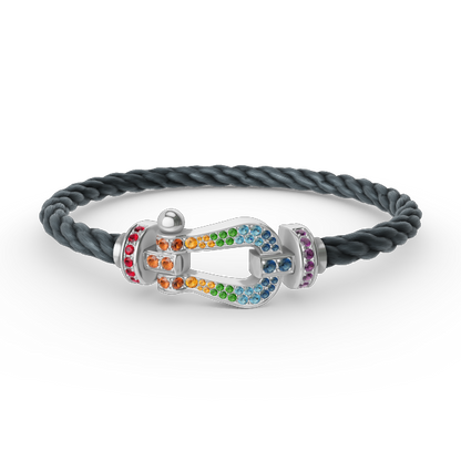 FORCE Large Horseshoe Colored Diamond Bracelet - White Gold