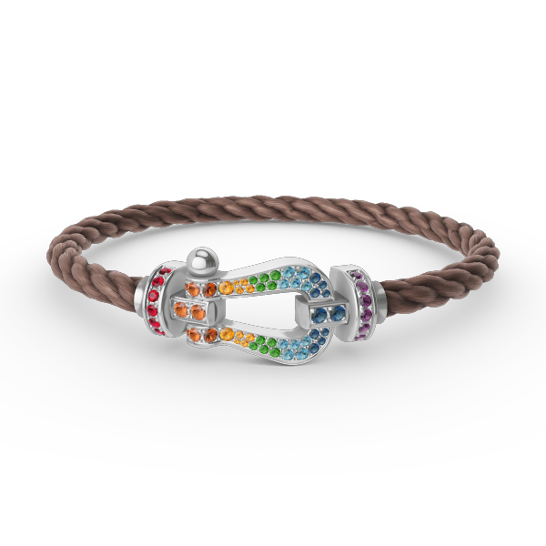 FORCE Large Horseshoe Colored Diamond Bracelet - White Gold