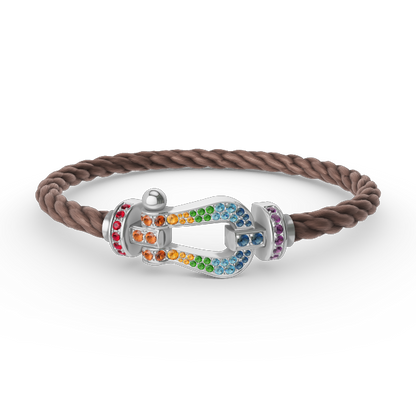 FORCE Large Horseshoe Colored Diamond Bracelet - White Gold