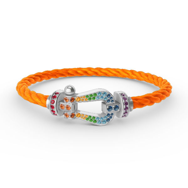 FORCE Large Horseshoe Colored Diamond Bracelet - White Gold