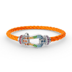 FORCE Large Horseshoe Colored Diamond Bracelet - White Gold