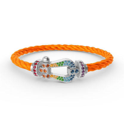 FORCE Large Horseshoe Colored Diamond Bracelet - White Gold