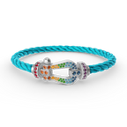 FORCE Large Horseshoe Colored Diamond Bracelet - White Gold