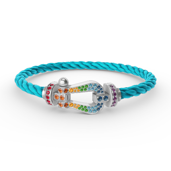 FORCE Large Horseshoe Colored Diamond Bracelet - White Gold
