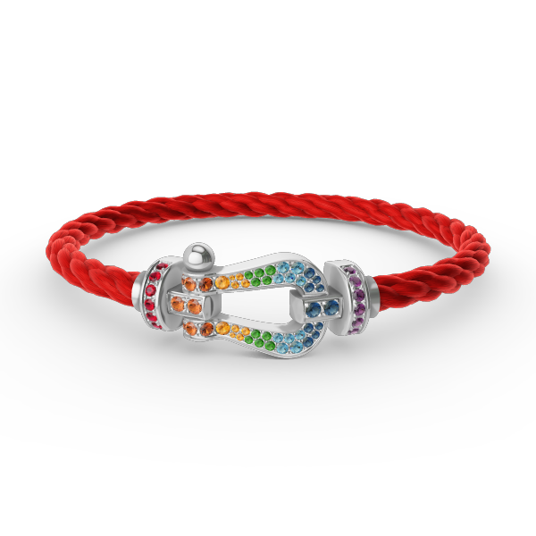 FORCE Large Horseshoe Colored Diamond Bracelet - White Gold
