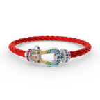 FORCE Large Horseshoe Colored Diamond Bracelet - White Gold