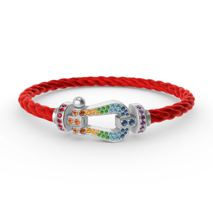 FORCE Large Horseshoe Colored Diamond Bracelet - White Gold