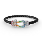 FORCE Large Horseshoe Colored Diamond Bracelet - White Gold