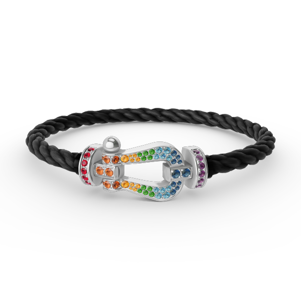 FORCE Large Horseshoe Colored Diamond Bracelet - White Gold