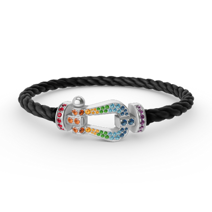 FORCE Large Horseshoe Colored Diamond Bracelet - White Gold