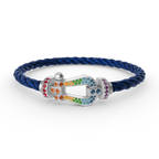 FORCE Large Horseshoe Colored Diamond Bracelet - White Gold
