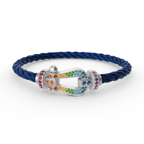 FORCE Large Horseshoe Colored Diamond Bracelet - White Gold