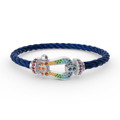 FORCE Large Horseshoe Colored Diamond Bracelet - White Gold