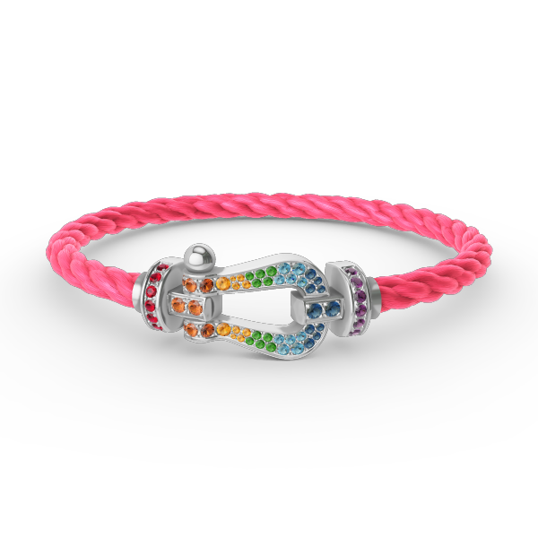 FORCE Large Horseshoe Colored Diamond Bracelet - White Gold