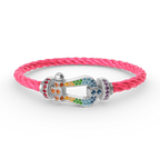 FORCE Large Horseshoe Colored Diamond Bracelet - White Gold
