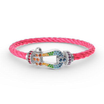 FORCE Large Horseshoe Colored Diamond Bracelet - White Gold