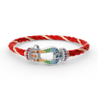 FORCE Large Horseshoe Colored Diamond Bracelet - White Gold