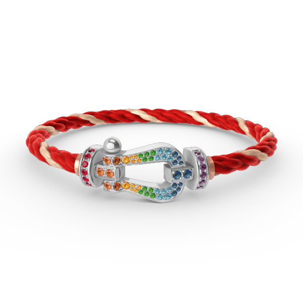 FORCE Large Horseshoe Colored Diamond Bracelet - White Gold