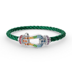 FORCE Large Horseshoe Colored Diamond Bracelet - White Gold