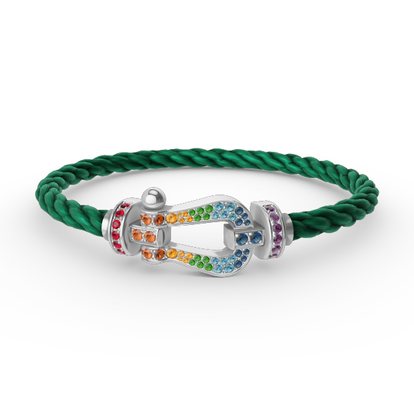 FORCE Large Horseshoe Colored Diamond Bracelet - White Gold