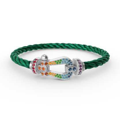 FORCE Large Horseshoe Colored Diamond Bracelet - White Gold
