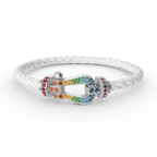 FORCE Large Horseshoe Colored Diamond Bracelet - White Gold