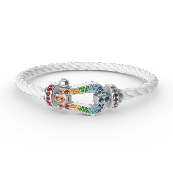 FORCE Large Horseshoe Colored Diamond Bracelet - White Gold