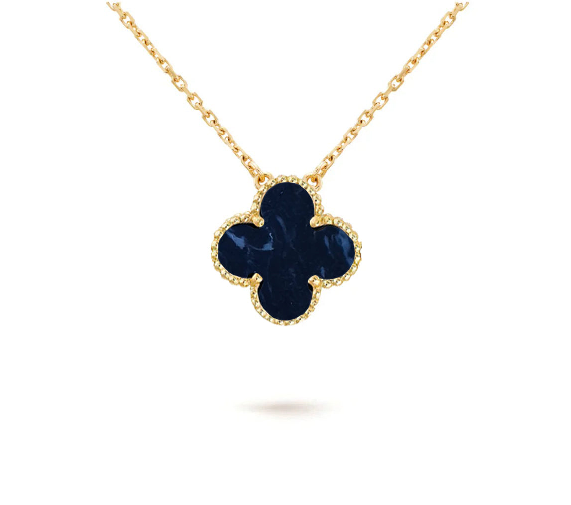15mm Clover Flower Pendant Necklace - Natural Gemstone Signature Collection