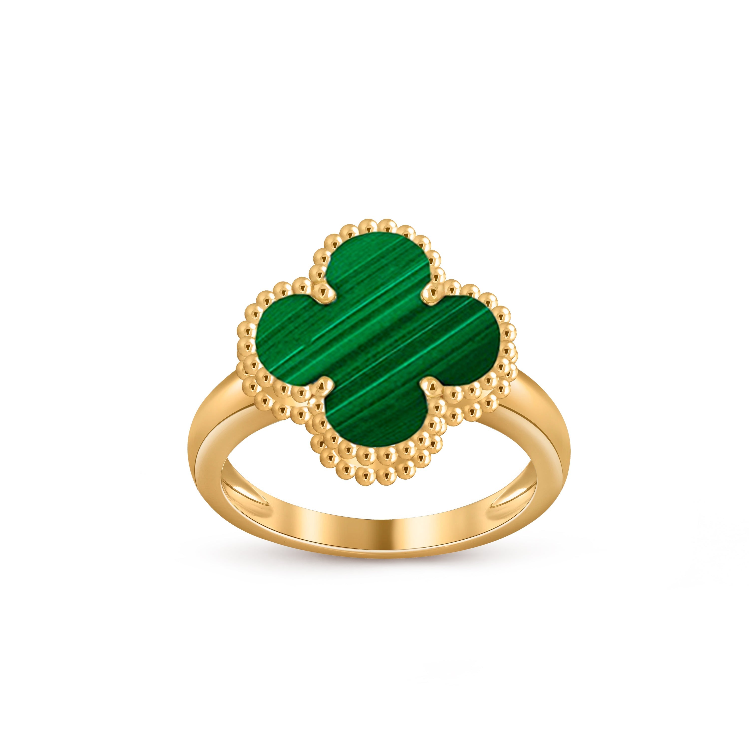 Lucky Clover Vintage Gold Ring - Luxury Gemstone Collection