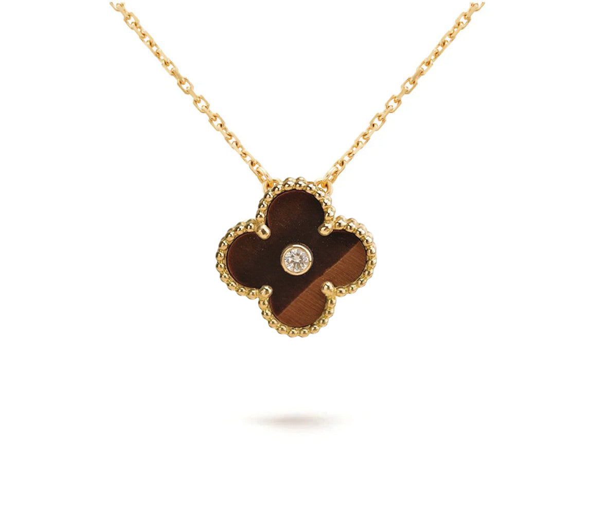 15mm Clover Flower Diamond Pendant Necklace Collection