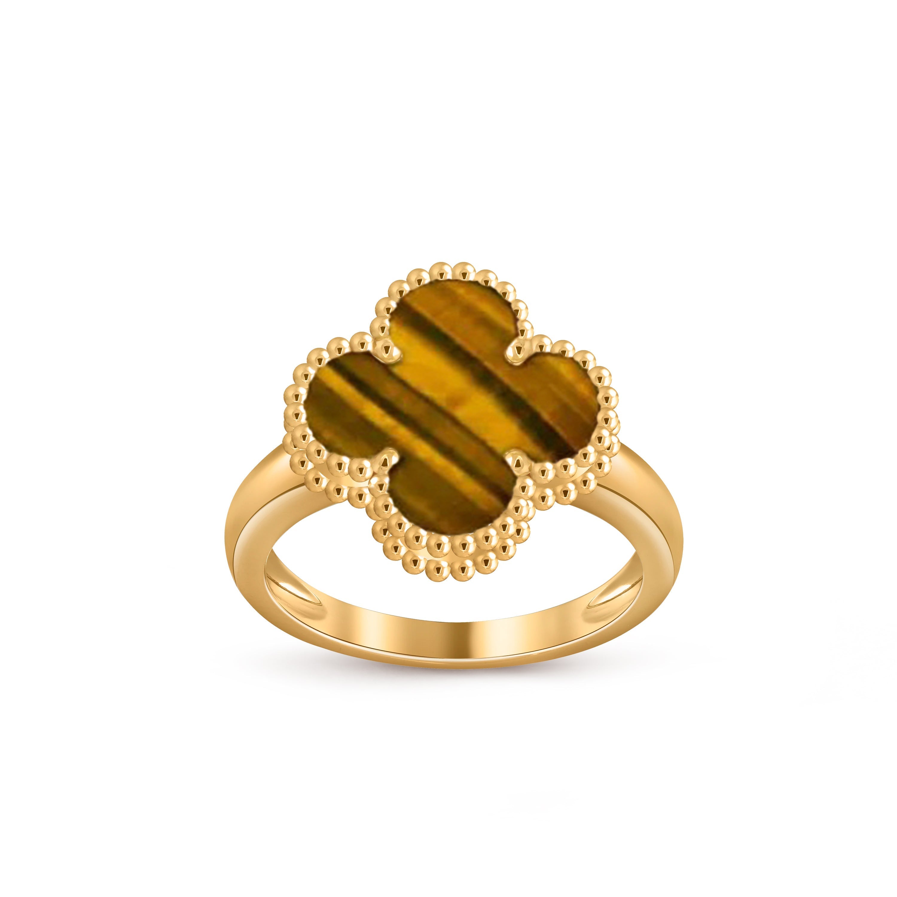 Lucky Clover Vintage Gold Ring - Luxury Gemstone Collection