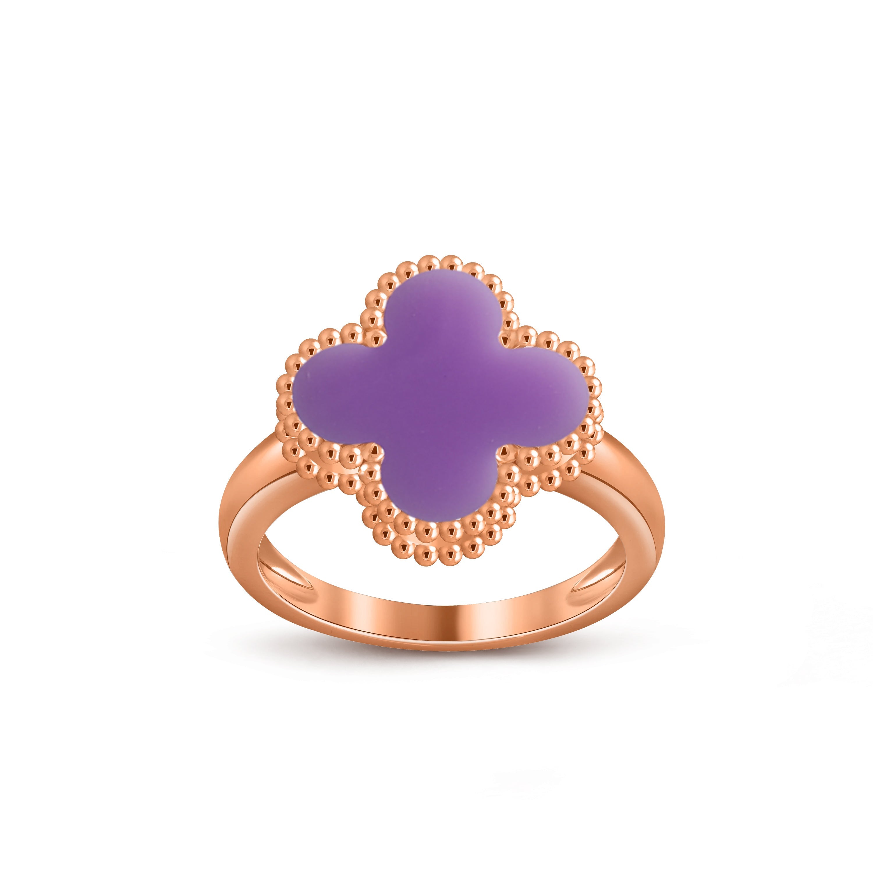 Glücks-Klee-Ring aus Roségold im Vintage-Stil – Luxuriöse Edelsteinkollektion
