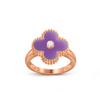 Glücksklee-Ringkollektion aus Roségold mit Diamantakzent