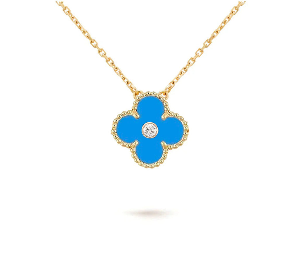 15mm Clover Flower Diamond Pendant Necklace Collection