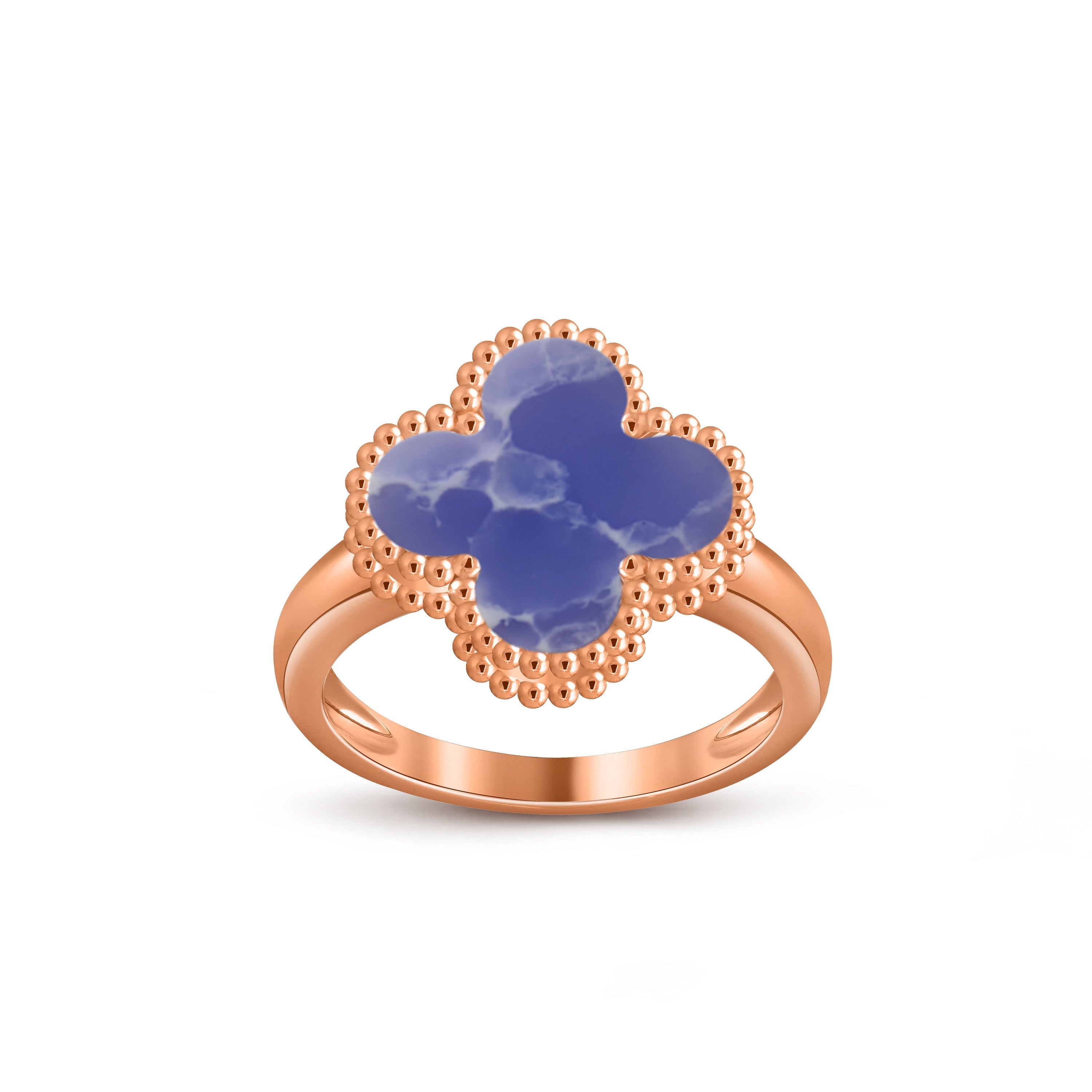 Glücks-Klee-Ring aus Roségold im Vintage-Stil – Luxuriöse Edelsteinkollektion
