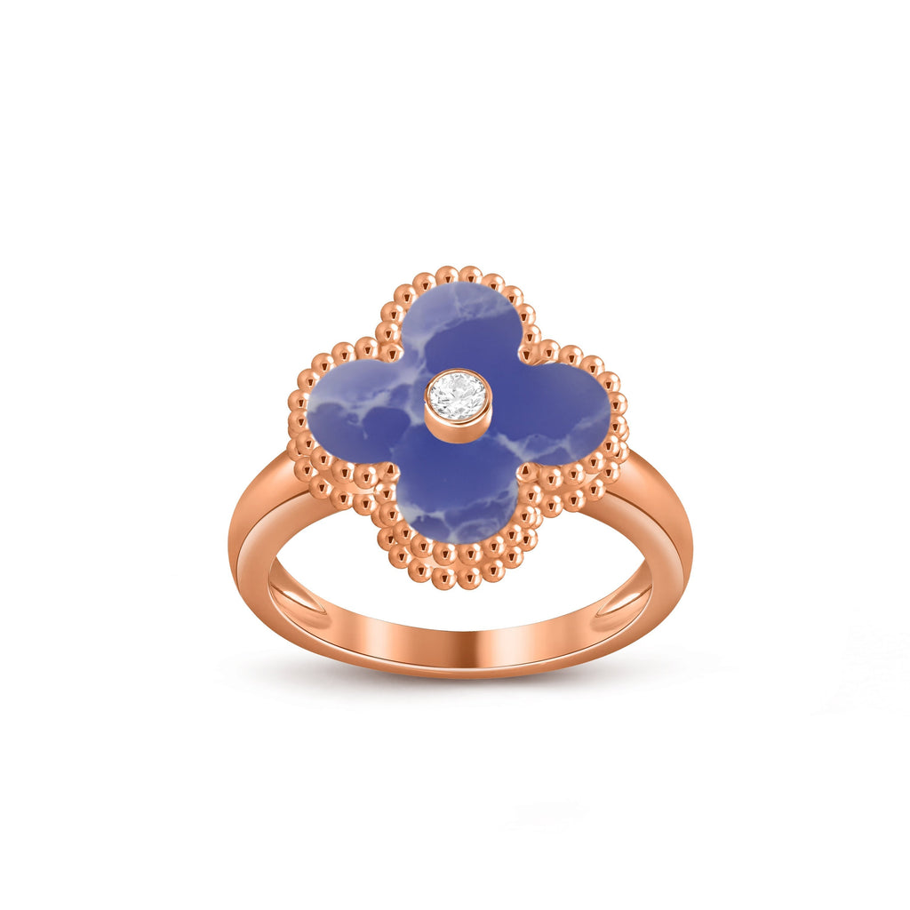 Glücksklee-Ringkollektion aus Roségold mit Diamantakzent