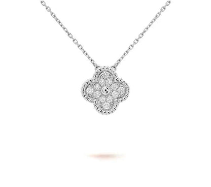 15mm Kleeblumen-Anhänger-Halskette Weißgold-Kollektion