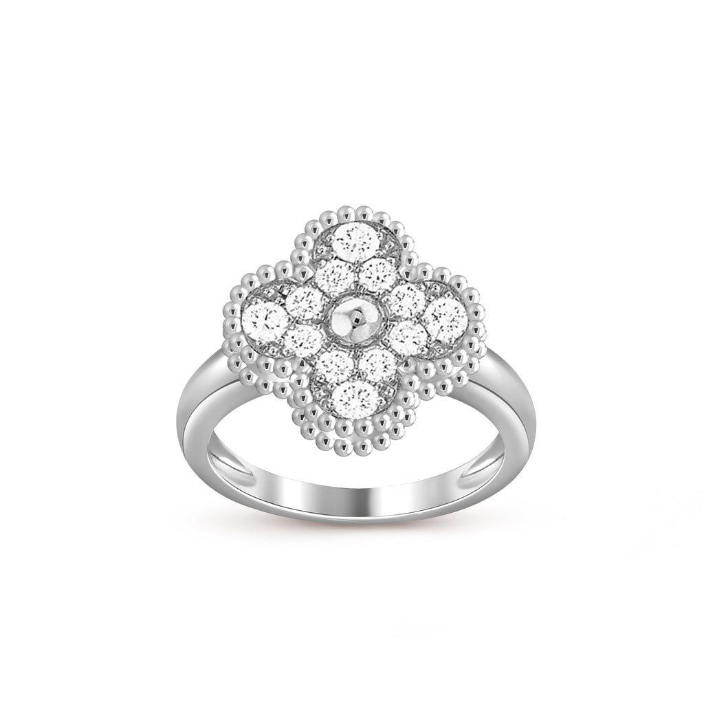 Glücksklee Vintage Weißgold Ringkollektion