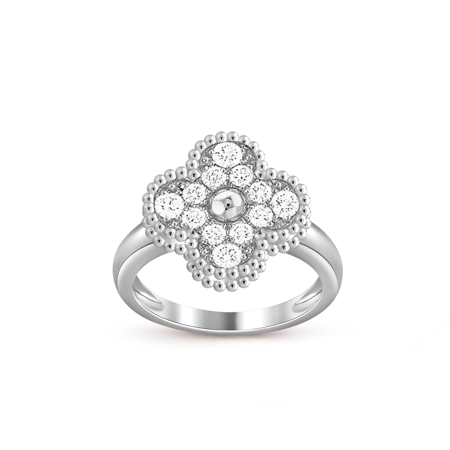 Glücksklee Vintage Weißgold Ringkollektion