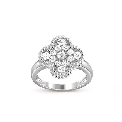 Glücksklee Vintage Weißgold Ringkollektion