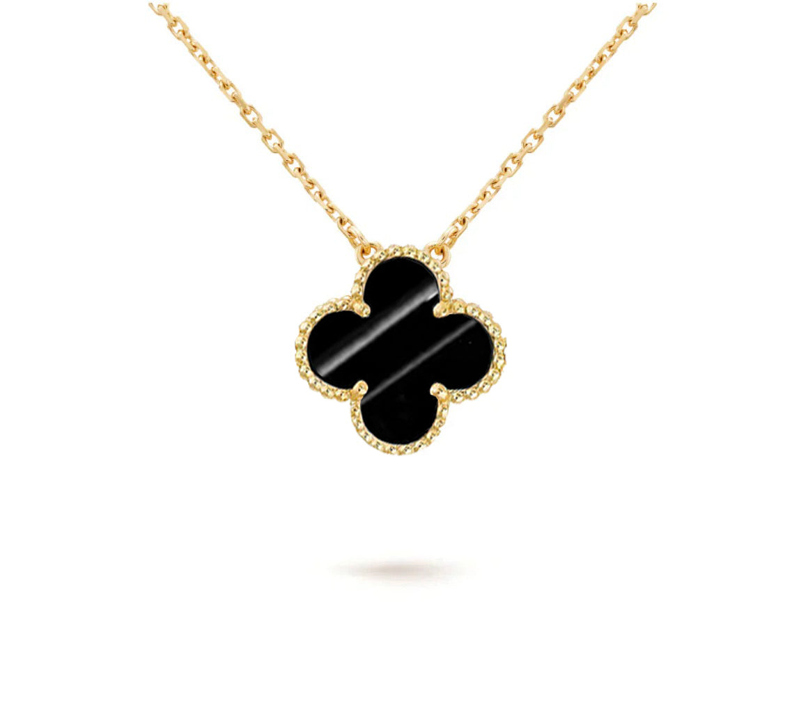 15mm Clover Flower Pendant Necklace - Natural Gemstone Signature Collection
