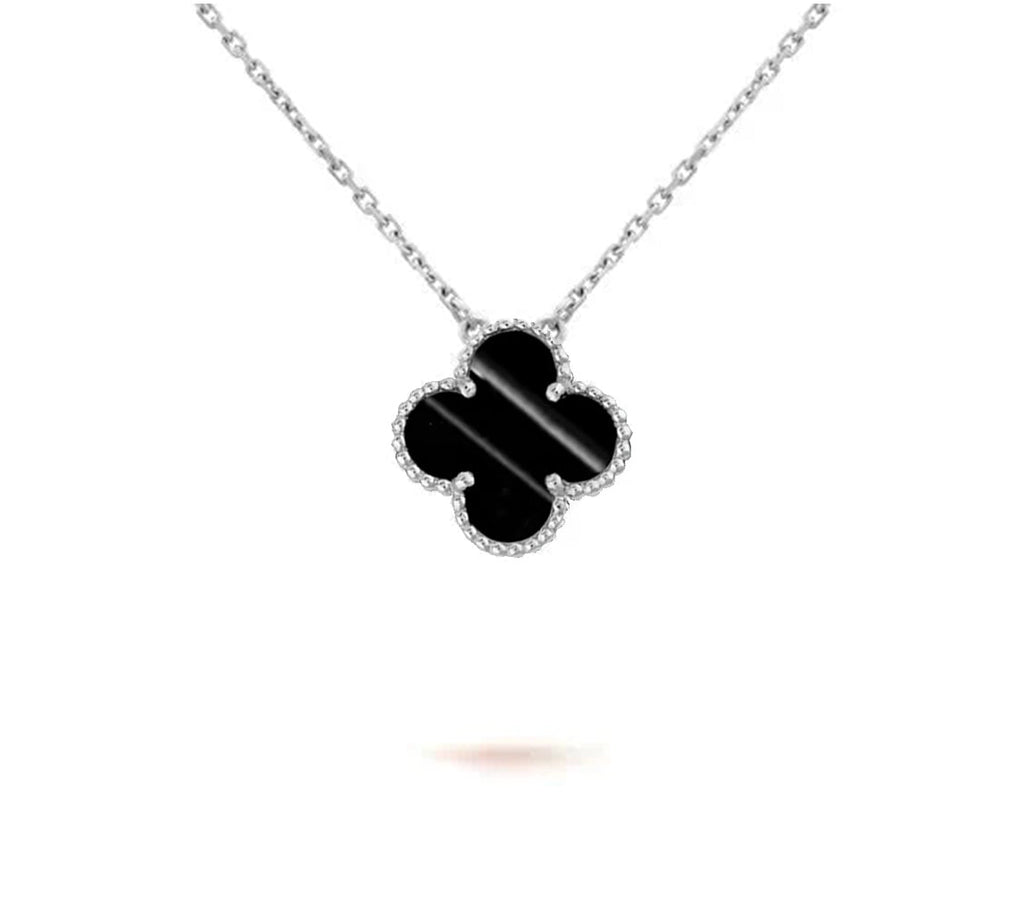 15mm Kleeblatt-Anhänger-Halskette – Signature Kollektion aus Naturstein und Weißgold
