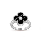 Lucky Clover Diamond-Accent White Gold Ring - Luxury Gemstone Collection