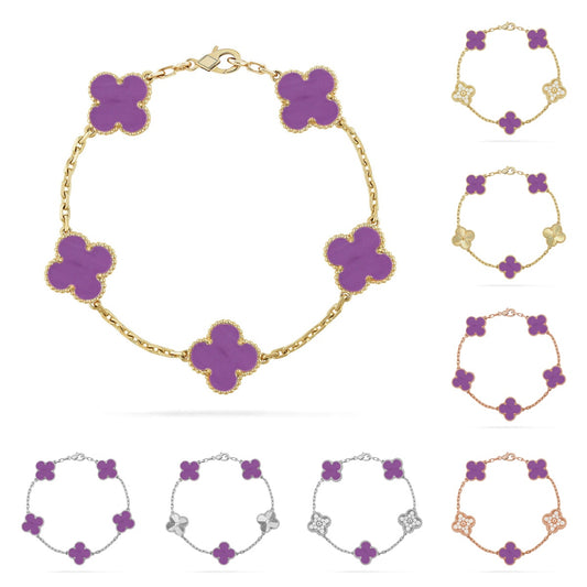 Lucky Clover 5-Motif Bracelet - Violet Collection