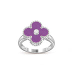Lucky Clover Diamond-Accent White Gold Ring - Luxury Gemstone Collection