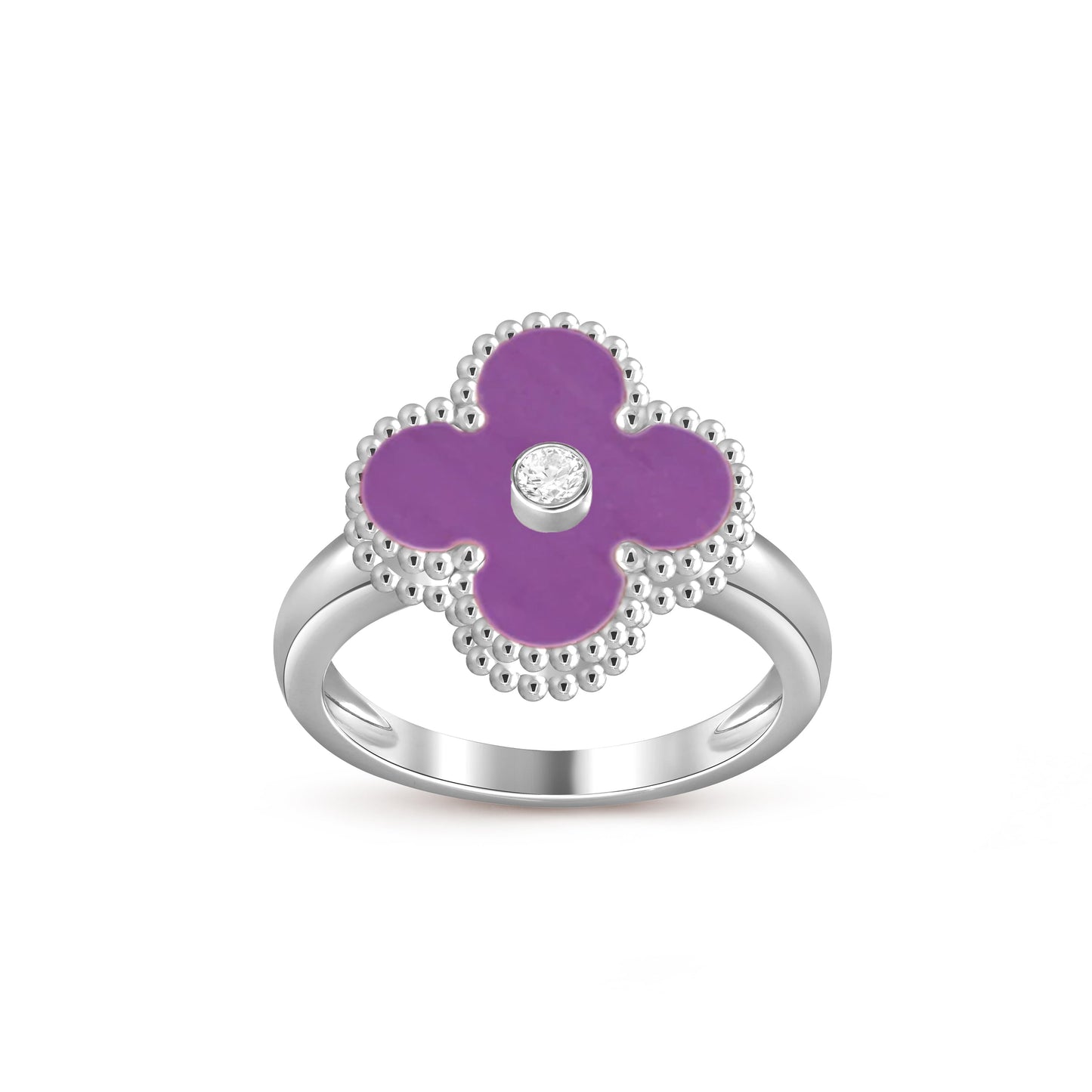 Lucky Clover Diamant-Akzent Weißgoldring-Kollektion