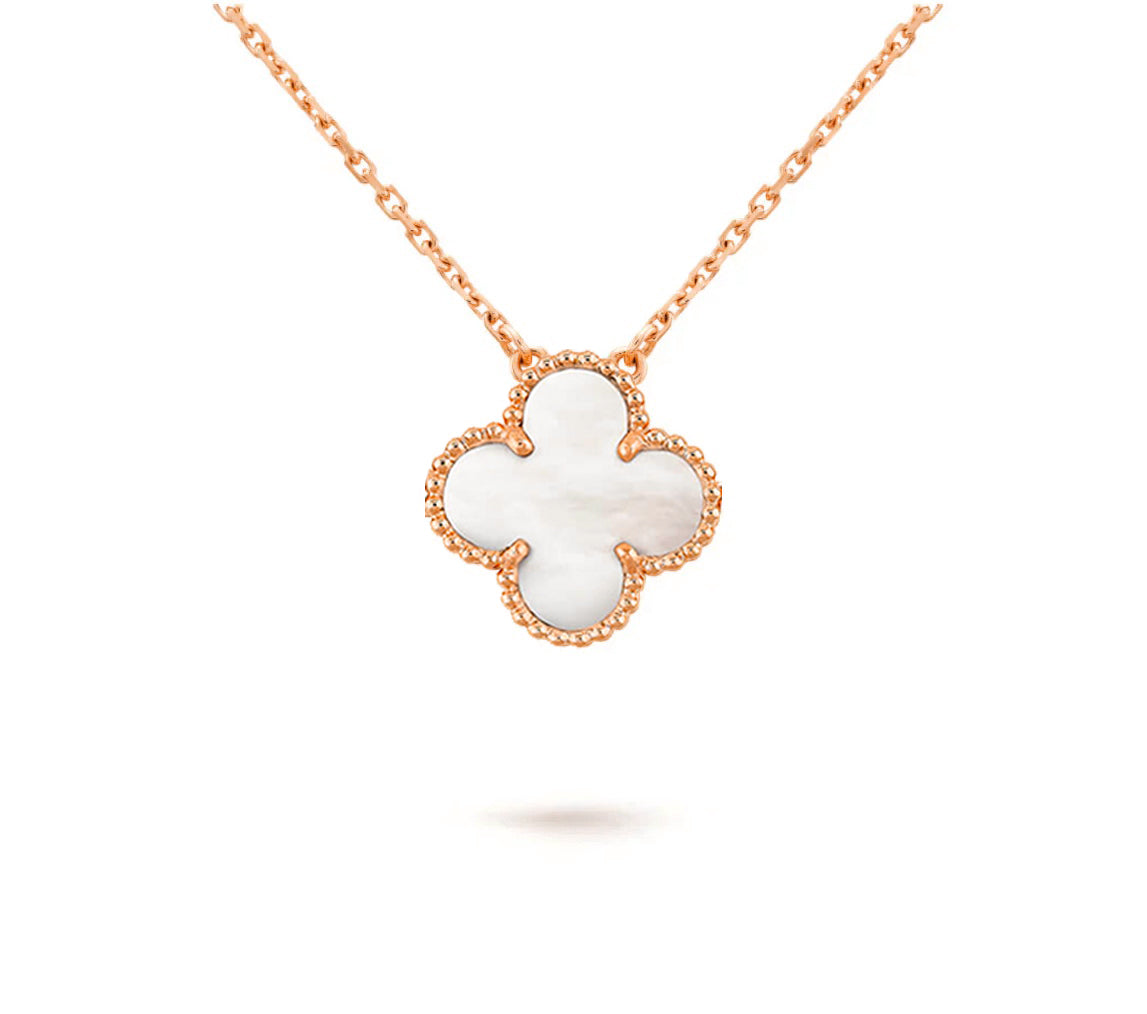 15mm Clover Flower Pendant Necklace - Natural Gemstone Signature Collection
