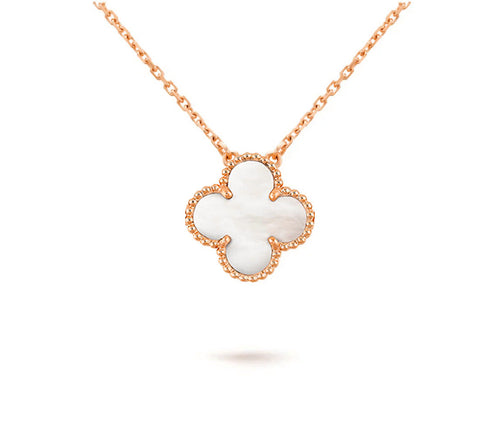 15mm Clover Flower Pendant Necklace - Natural Gemstone Signature Collection