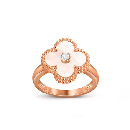Glücksklee-Ringkollektion aus Roségold mit Diamantakzent