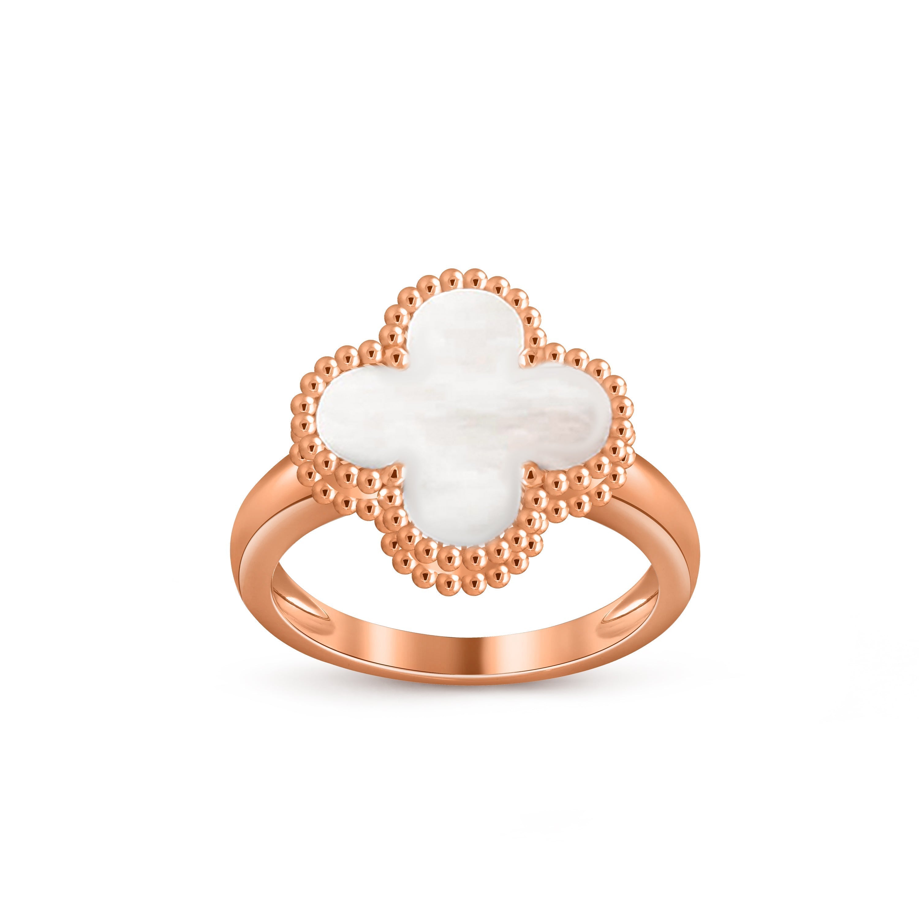 Glücks-Klee-Ring aus Roségold im Vintage-Stil – Luxuriöse Edelsteinkollektion